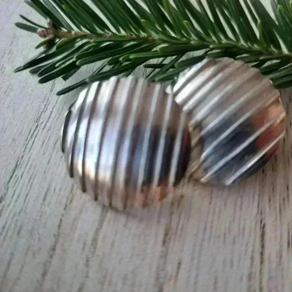 925 Sterling silver button modernist style earrings - Picture 5 of 5